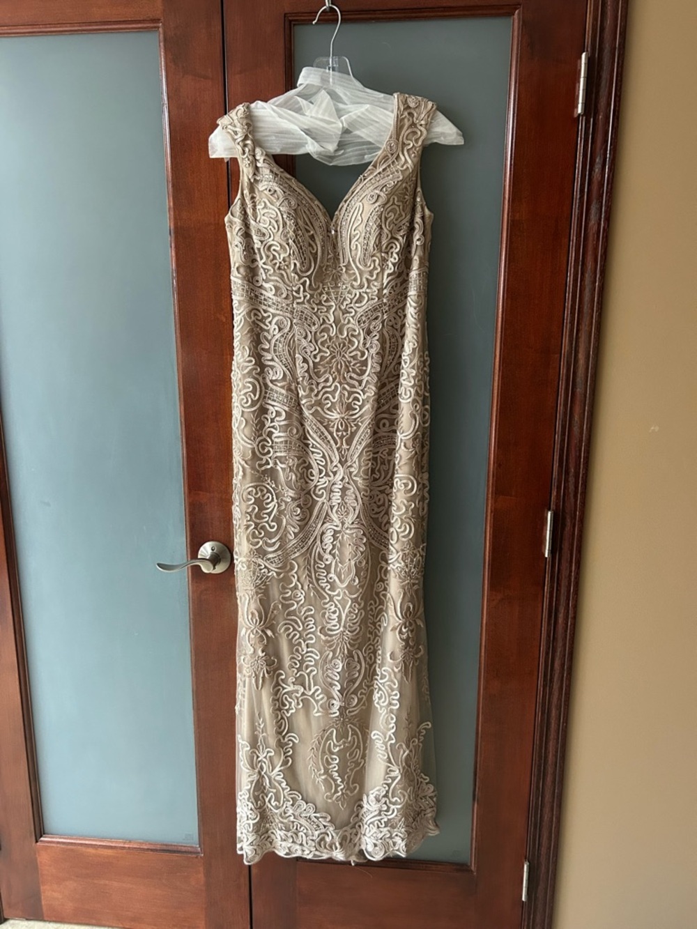 Montage by Mon Cheri Soft Beige Dress Label